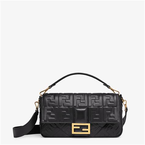 fendi piccola bag in black leather|baguette bag fendi.